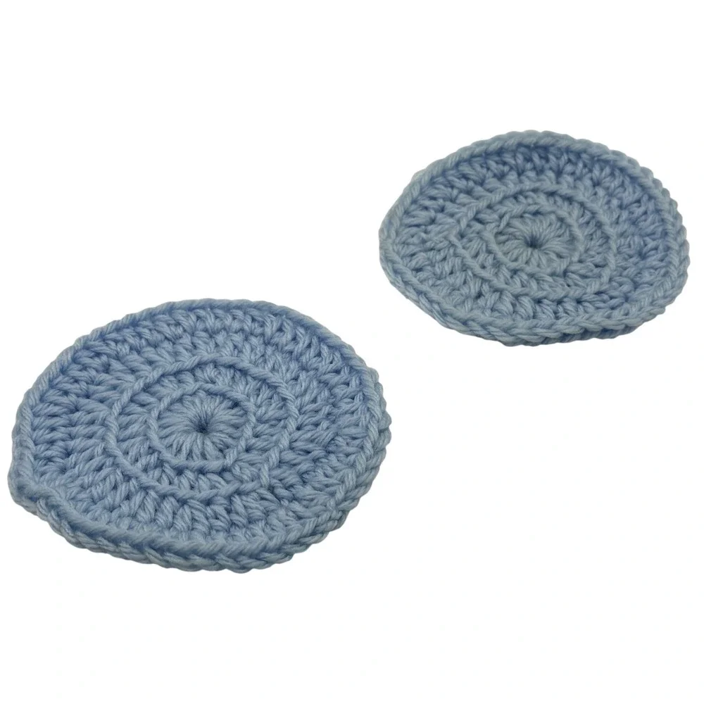 Handmade Crochet Coasters Set of 2 Round Light Blue 4 Inch Yarn